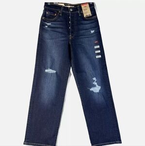 Levi's Distressed Blue Jeans Ribcage straight ankle 29×27
